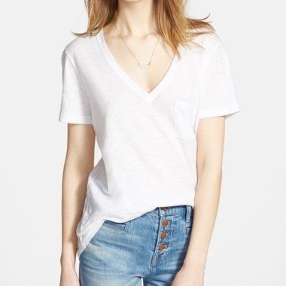 Maxwell White Cotton V Neck